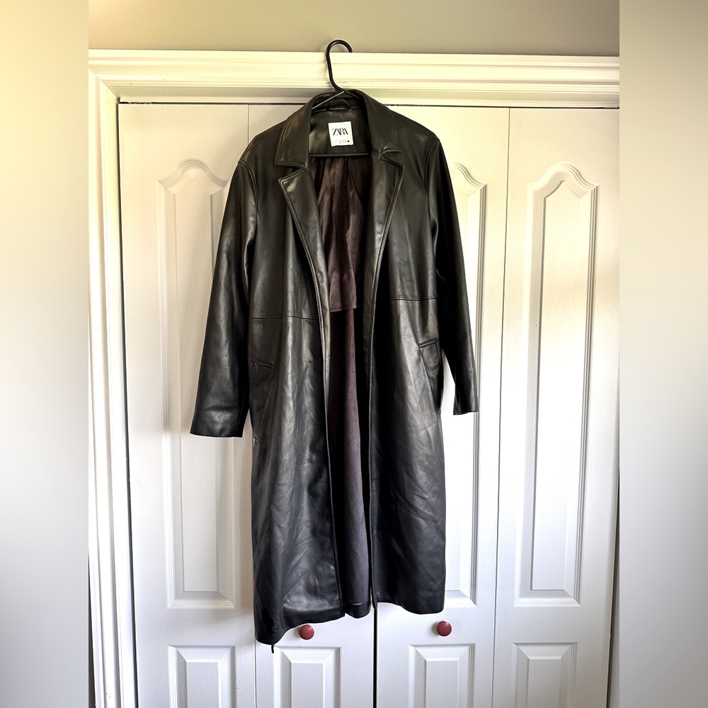 NWOT ZARA Leather Trench, Size L
